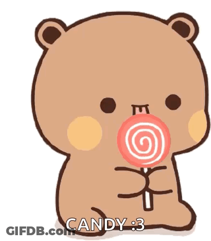 Teddy Bear Holding Lollipop And Saying Candy GIF