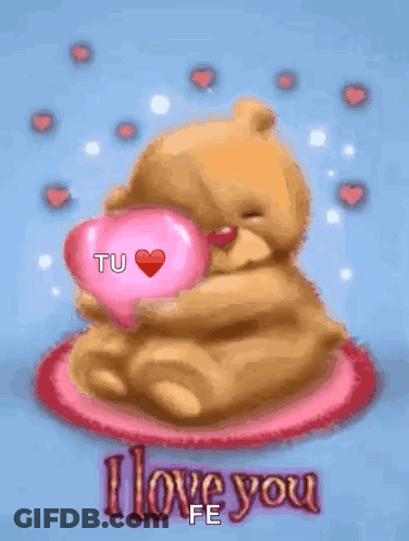 Teddy Bear Holding Pink Heart I Love You GIF