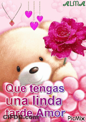 Teddy Bear Holding Pink Rose Que Tengas Una Linda Tarde Amor GIF