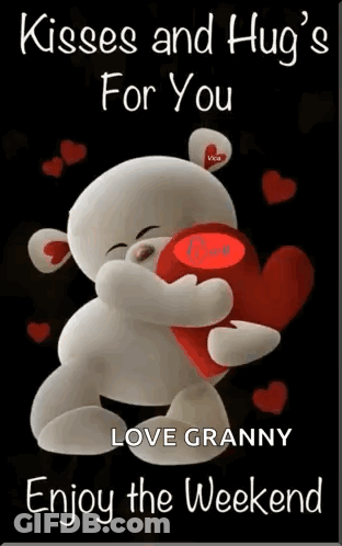 Teddy Bear Holding Red Heart Kisses And Hug GIF
