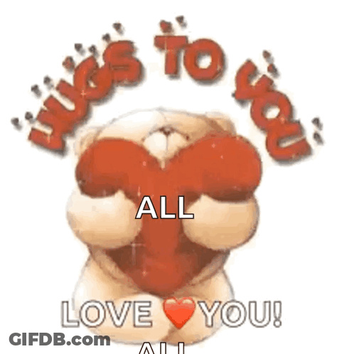 Teddy Bear Holding Red Heart Saying Love You GIF