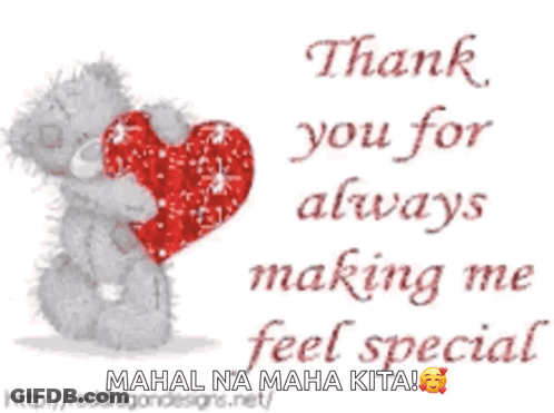 Teddy Bear Holding Red Heart Thank You GIF