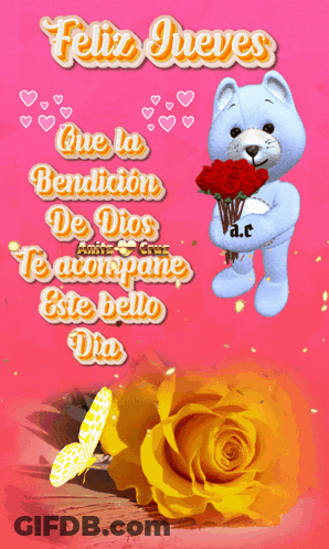 Teddy Bear Holding Red Roses Feliz Jueves GIF