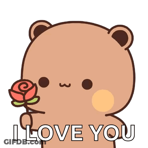 Teddy Bear Holding Rose Saying I Love You GIF