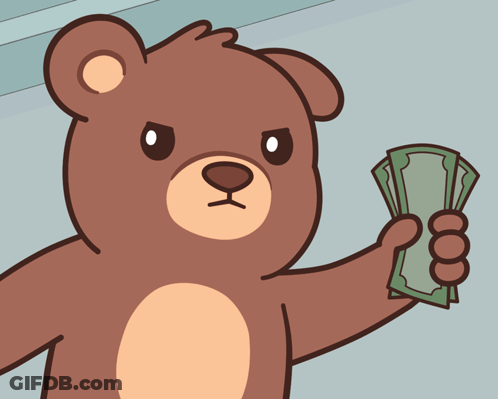 Teddy Bear Holding Stack Of Money GIF