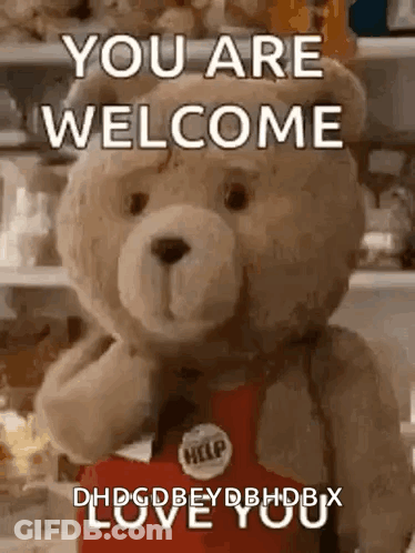 Teddy Bear Holding Welcome Sign And Saying I Love You GIF
