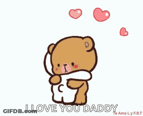 Teddy Bear Hugging Another Saying I Love You Daddy GIF