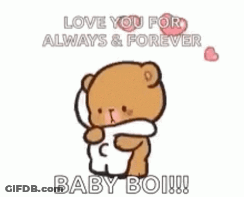 Teddy Bear Hugging Another Saying Love You For Always & Forever Baby Boi GIF
