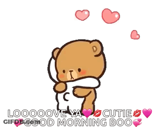 Teddy Bear Hugging Another Teddy Bear Saying Good Morning Boo GIF