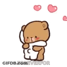 Teddy Bear Hugging Another Teddy Bear With Hearts GIF