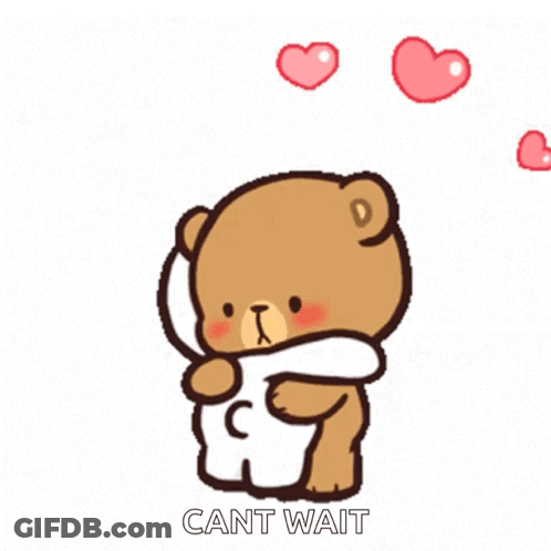 Teddy Bear Hugging Another With Hearts GIF