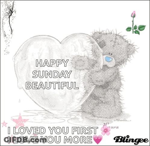Teddy Bear Hugging Heart Happy Sunday GIF