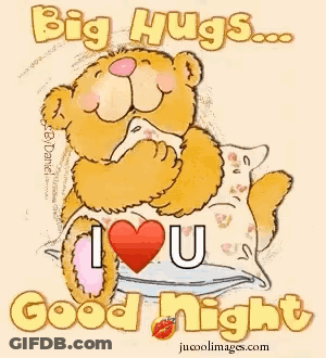 Teddy Bear Hugging Pillow Big Hugs I Love You Good Night GIF