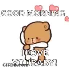 Teddy Bear Hugging Saying Good Morning GIF