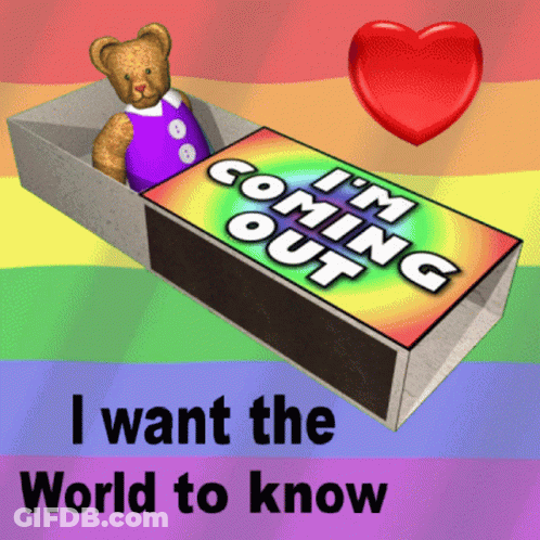 Teddy Bear In Box Saying I'm Coming Out GIF