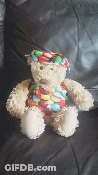 Teddy Bear In Colorful Candy Outfit GIF
