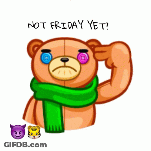 Teddy Bear In Green Scarf Giving Middle Finger Not Friday Yet GIF