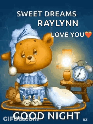 Teddy Bear In Pajamas With Good Night Message GIF