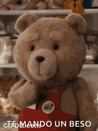Teddy Bear In Red Apron Te Mando Un Beso GIF