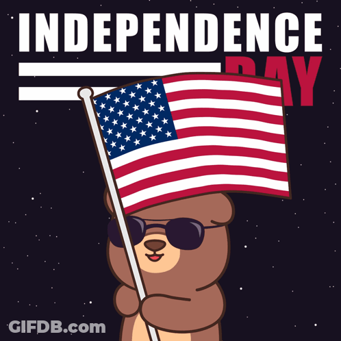 Teddy Bear In Sunglasses Holding American Flag Independence Day GIF