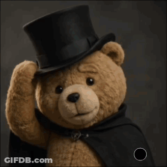 Teddy Bear In Top Hat And Cape Saying Touch GIF