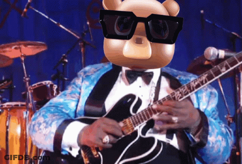 Teddy Bear In Tuxedo Playing Guitar GIF