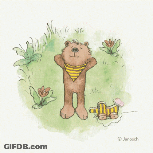 Teddy Bear In Yellow And White Striped Bandana GIF