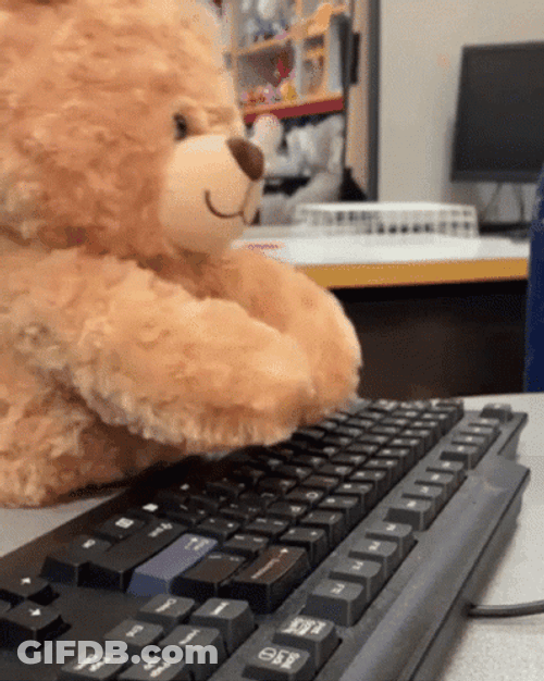 Teddy Bear Keyboard Typing GIF