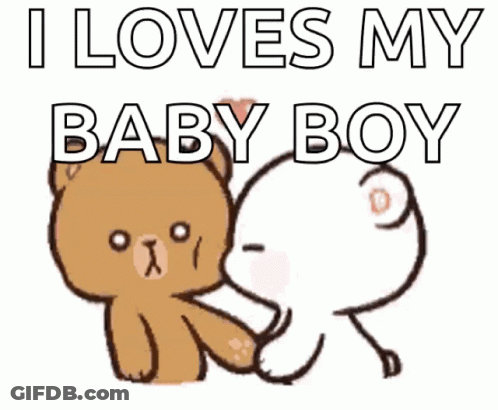 Teddy Bear Kissing Another Saying I Loves My Baby Boy GIF