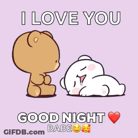 Teddy Bear Kissing Another Teddy Bear I Love You Good Night Babe GIF