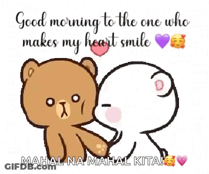 Teddy Bear Kissing Another Teddy Bear On Cheek Holding Heart GIF