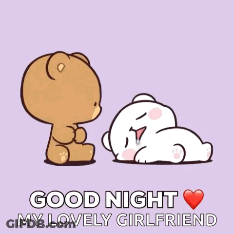 Teddy Bear Kissing Another Teddy Bear Saying Good Night My Lovely Girlfriend GIF