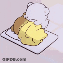 Teddy Bear Laying On Another Teddy GIF
