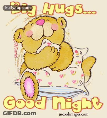 Teddy Bear Laying On Pillow Big Hugs Good Night GIF