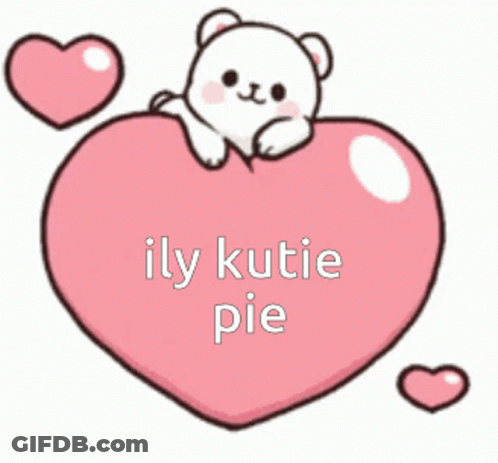 Teddy Bear Laying On Pink Heart Saying Ily Kutie Pie GIF