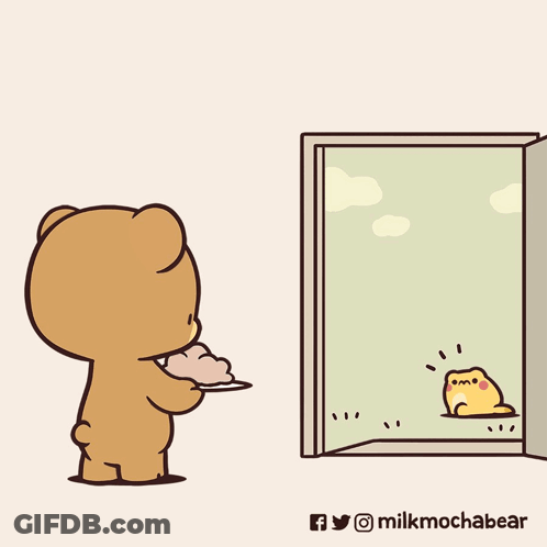 Teddy Bear Looking Out Window Milkmochabear GIF
