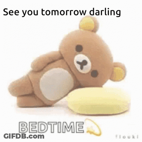 Teddy Bear Lying On Pillow Bedtime GIF