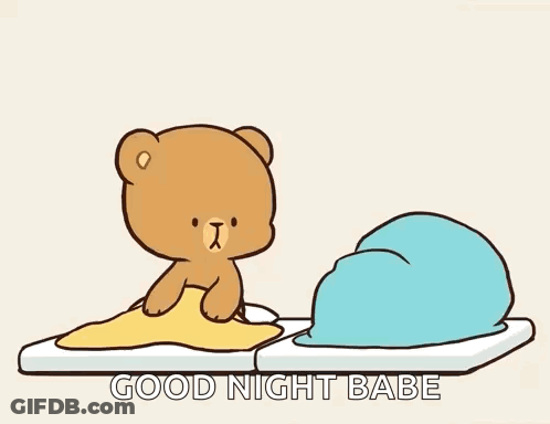 Teddy Bear Lying On Pillow Good Night Babe GIF