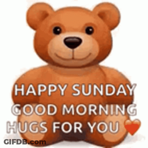 Teddy Bear Next To Heart Saying Happy Sunday GIF