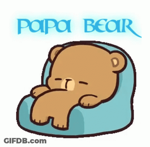 Teddy Bear On Blue Pillow Saying Papa Bear GIF