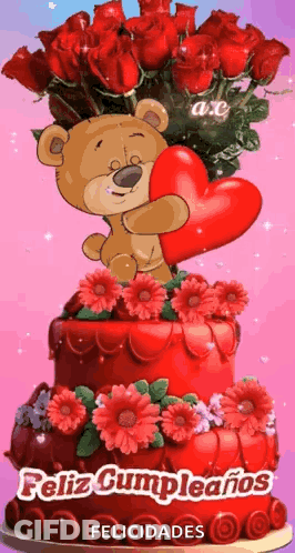 Teddy Bear On Card Saying Big Warm Hug To Make Up For The Late Wish GIF