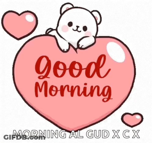 Teddy Bear On Pink Heart Good Morning GIF