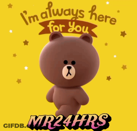 Teddy Bear On Yellow Background Says I'm Always Here For You GIF