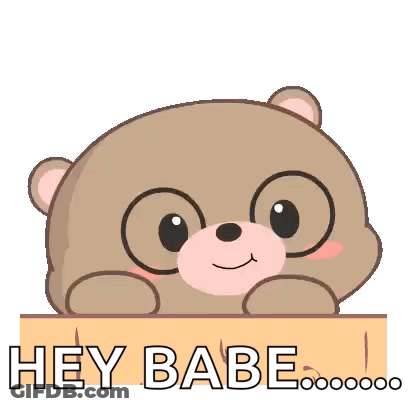 Teddy Bear Peeking Out Of Box Saying Hey Babe GIF