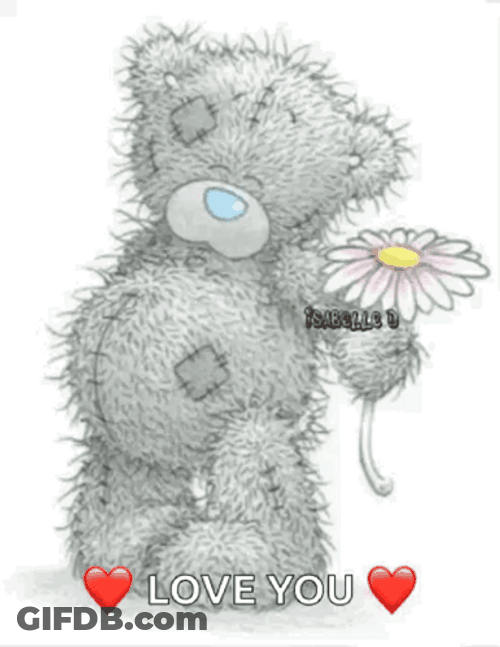 Teddy Bear Picking Up Flower GIF
