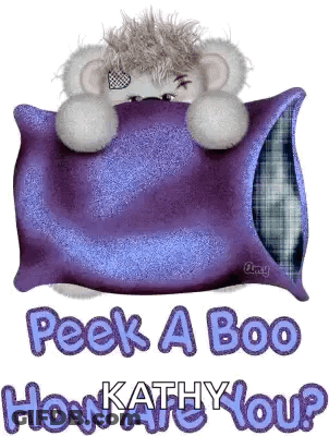 Teddy Bear Purple Pillow Peek-A-Boo How Kathy You GIF