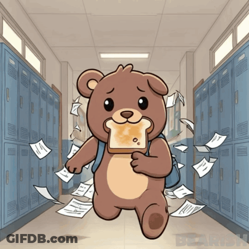 Teddy Bear Running With Toast GIF