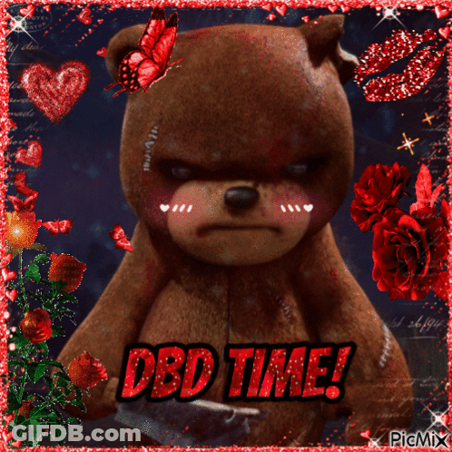 Teddy Bear Saying Dbd Time In Red GIF