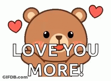 Teddy Bear Saying I Love You More With Hearts GIF