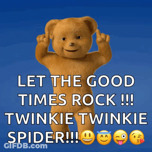 Teddy Bear Saying Let The Good Times Rock GIF